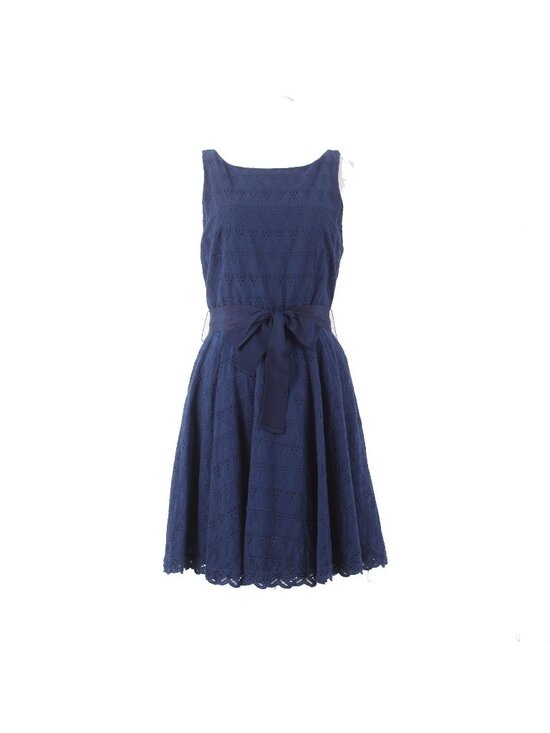 BB Dakota Dresses & Skirts - BB Dakota Dress Sz 6 Navy Blue Embroidered Round Neck Sleeveless Cotton Dress